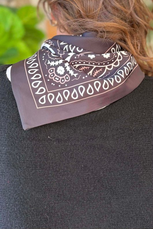 Western Bandana Triangle Silk Neckerchief Black